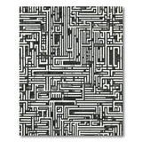 Geometric Modern Black and White Maze Labyrinth Black White Geometric Area Rug