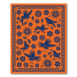 Orange Vibrant Orange Hummingbird Floral Area Rug