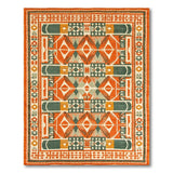 Vibrant Orange Geometric Southwestern Rug