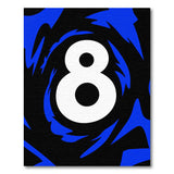 ODIKA Modern Abstract Number 8 Blue & Black Washable Rug - Low Pile Non-Slip Area Rug