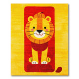 Adorable Cartoon Lion Kids Area Rug in Yellow Red