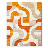 Curved Orange Abstract Geometric Area Rug
