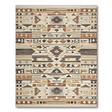 Southwestern Brown Tan Geometric Fringe Rug