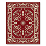 Ornate Red Persian Area Rug with Ivory Floral Border