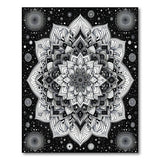 Boho Chic Cosmic Mandala Black White Area Rug