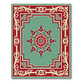 Teal Persian Medallion Area Rug with Red Border