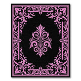 Pink Ornate Floral Border Pink Area Rug