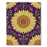 Vintage Sunflower Purple Floral Area Rug