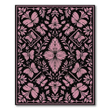 Pink Ornate Pink Butterfly Floral Area Rug