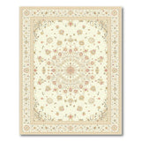 Ivory Persian Medallion Area Rug with Floral Accents