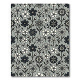Grey Wildflower Line Art Area Rug