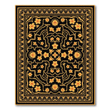 Black Gold Intricate Floral Persian Rug