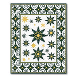 Green Gold Snowflake Star Area Rug