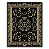 Opulent Gold Medallion Black Area Rug