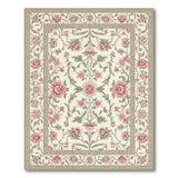 Pink Floral Vintage Area Rug with Cream Base
