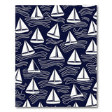 Navy Sailboat Waves Area Rug