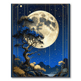 Moonlit Pine Tree Full Moon Night Rug