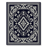 Elegant Black White Ornate Persian Rug