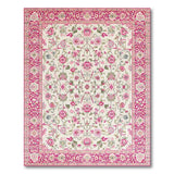 Pink Floral Persian Area Rug with Intricate Border