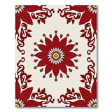 Vintage Red Poinsettia Floral Area Rug