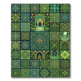 Emerald Green Persian Tile Garden Rug
