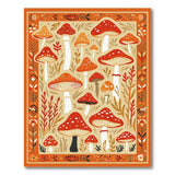 Orange Whimsical Red Mushroom Forest Area Rug