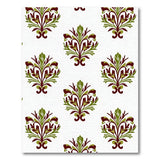 Vintage Green Maroon Floral Damask Area Rug