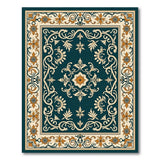 Traditional Persian Blue and Teal Ornate Teal Persian Medallion Area Rug