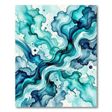 Fluid Teal Blue Abstract Area Rug