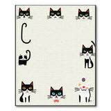 Whimsical Black Cats 'C' Kids Cartoon Rug