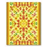 Vibrant Yellow Red Green Geometric Floral Rug