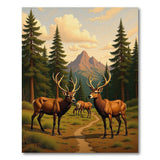 Majestic Elk Pair in Pine Forest Rug