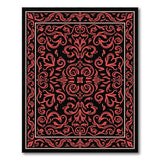Traditional Persian Red Floral Persian Area Rug on Black