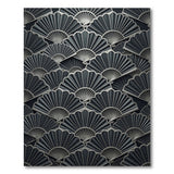 Grey Art Deco Fan Pattern Area Rug