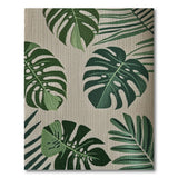 Green Monstera Leaves Area Rug on Beige