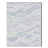 Blue and Teal Blue Wave Coastal Washable Area Rug