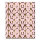 Pink Gold Ornate Frame Pattern Area Rug