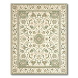 Beige and Neutral Traditional Persian Ornate Green Floral Persian Area Rug