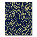 Navy Blue Golden Waves Abstract Area Rug