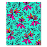Vibrant Teal Hibiscus Floral Area Rug
