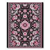 Pink Floral Persian Area Rug on Black
