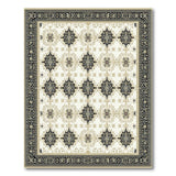 Ivory Black Geometric Persian Area Rug