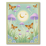 Purple Mushroom Butterfly Moon Boho Rug