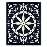 Black White Geometric Compass Rose Area Rug