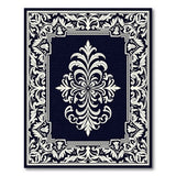 Ornate Navy Floral Area Rug