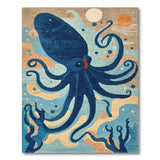 Blue and Teal Blue Octopus Coastal Area Rug