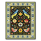 Vibrant Birds Blooms Floral Area Rug