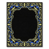 Ornate Gold Blue Border Black Area Rug