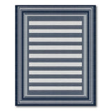 Navy Blue and Grey Striped Geometric Rug