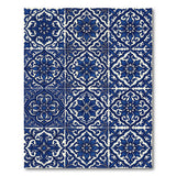 Blue White Azulejo Tile Floral Area Rug
